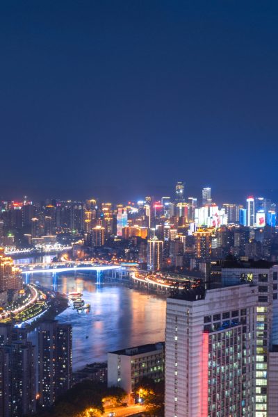 Skyscrapers at sunset