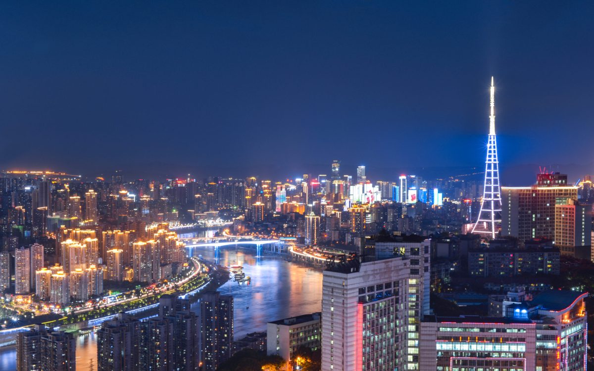 Skyscrapers at sunset